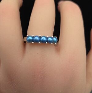 Sterling Silver Teal Fresh Water Pearl Ring. Size 9